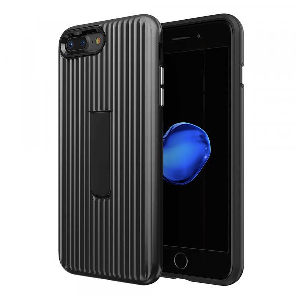 Wholesale Apple iPhone 8 Plus / 7 Plus Cabin Carbon Style Stand Case (Black)